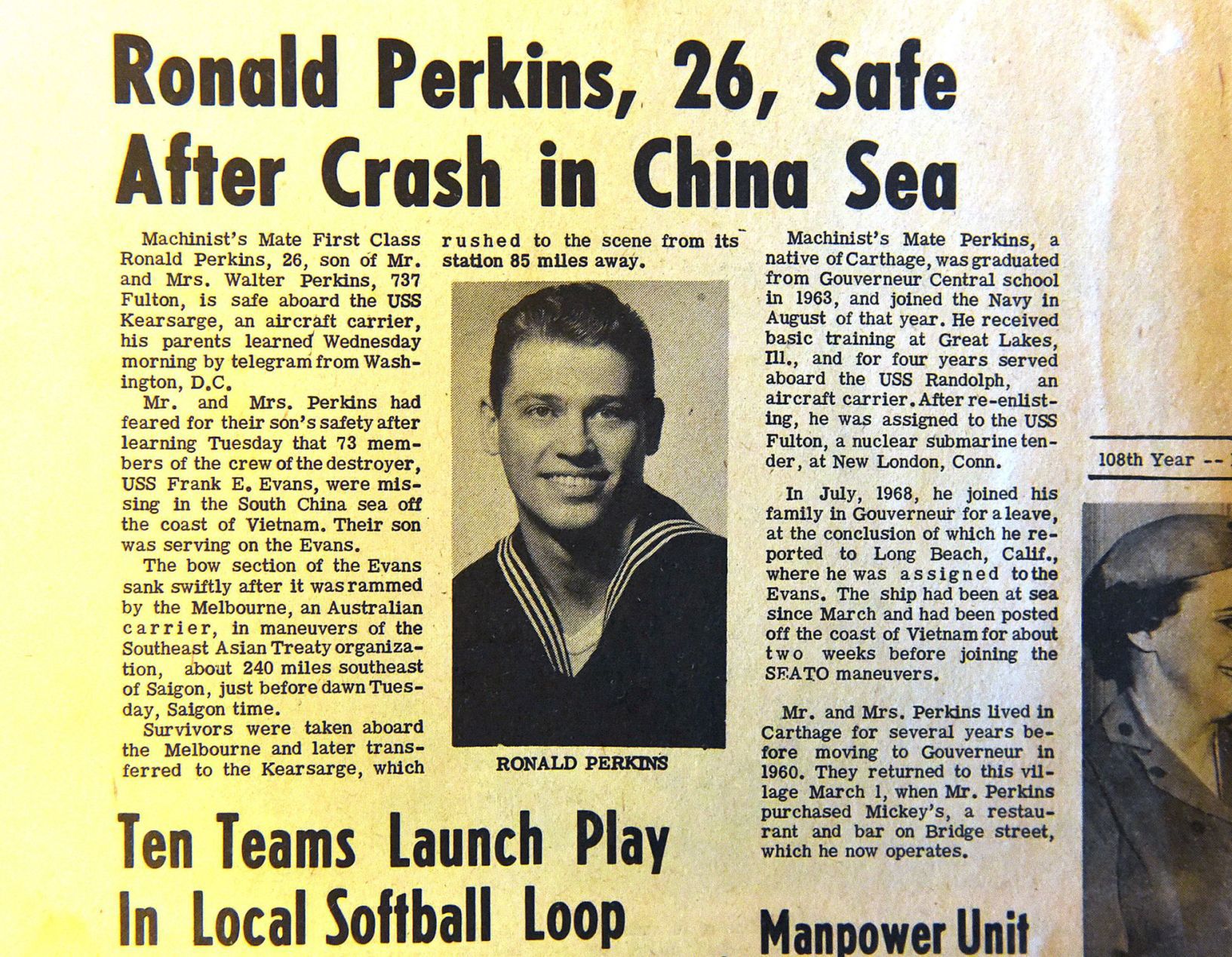 Manchester man survived a disaster at sea during Vietnam War